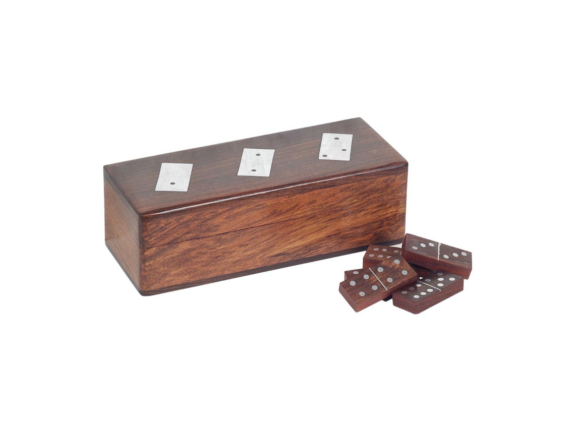 Domino BY SIGRIS Mapa Do Mundo de Madeira 6X7X17Cm Brown