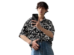 Camisa havaiana floral retrô masculina 2026, manga curta, modelagem solta, camisa de praia/surf, tamanho asiático