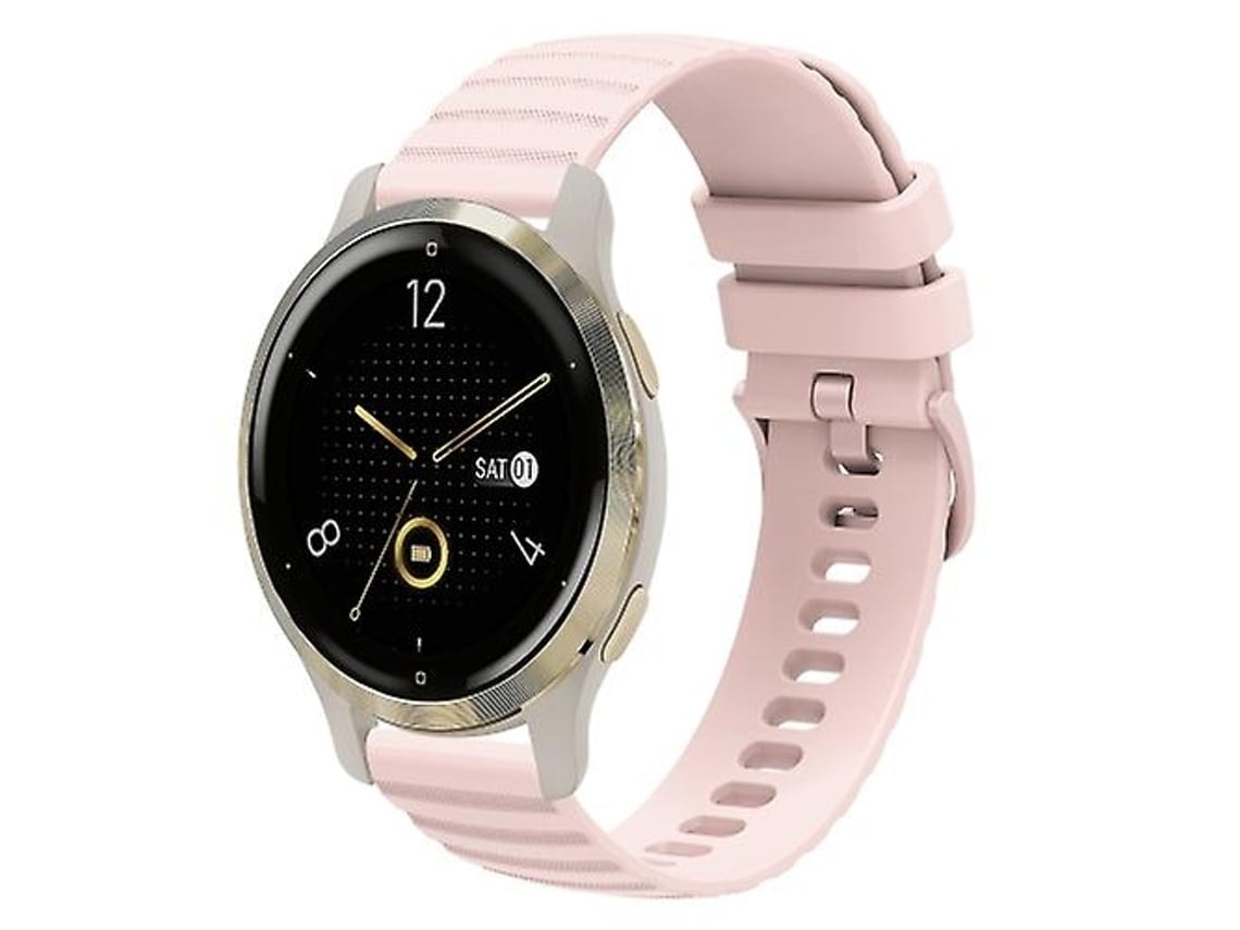 Pulseira De Relógio Garmin Venu 2s Silicone Com Pontos Ondulados, Cor Sólida, 18 Mm, Rosa, Chenille
