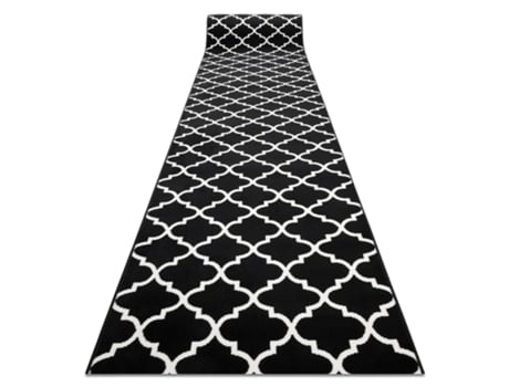 Passadeira Bcf Morad Trelis Treliças Marroquinas Preto / Creme 100 cm