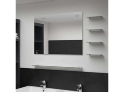Vidaxl Espelho De Parede Com 5 Prateleiras 80x60 Cm Prateado