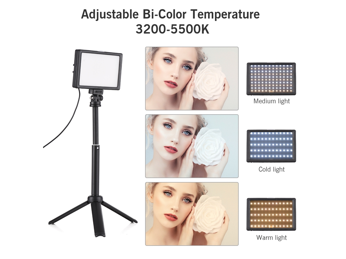 3 Pacotes De Luz Led 15w Regulável Cri95 Com Tripé E Filtros Para Vlog, Conferências E Fotografia