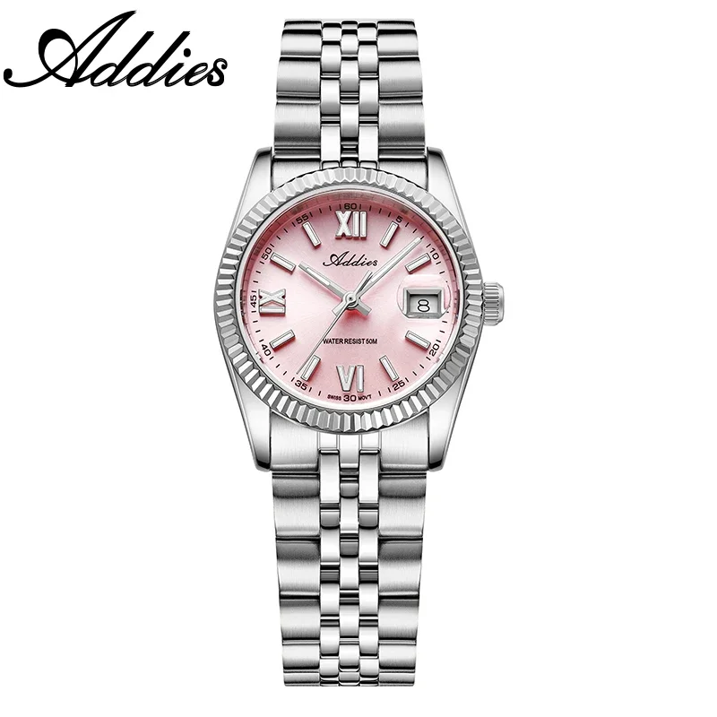 Relógio Feminino De Negócios Com Movimento De Quartzo Luminoso (aço Rosa Prateado), Resistente À Água Até 50 Metros.