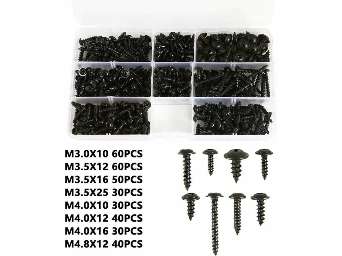 340 Parafusos Autoatarraxantes Para Chapa Metálica Em Aço Inoxidável Carbono Preto -aquaforge