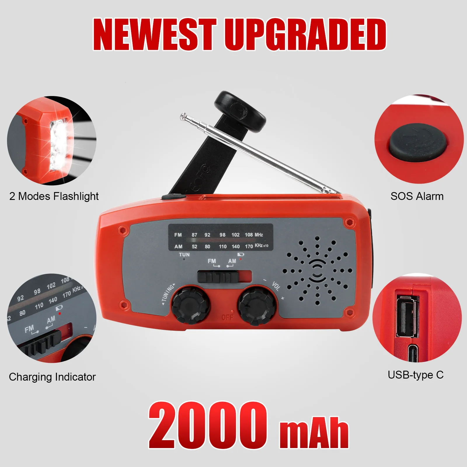 Rádio Portátil Fm/am/wb, Energia Solar e Função Sos, Azul AQUAFORGE