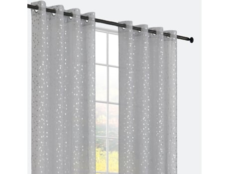 Cortinas Dolly com Estrelas Prateadas Cinzo Escuro 140 x 260 cm - Individual