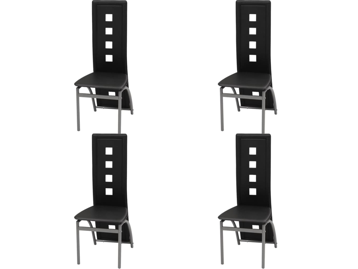 Vidaxl Cadeiras De Jantar 4 Pcs Couro Artificial Preto