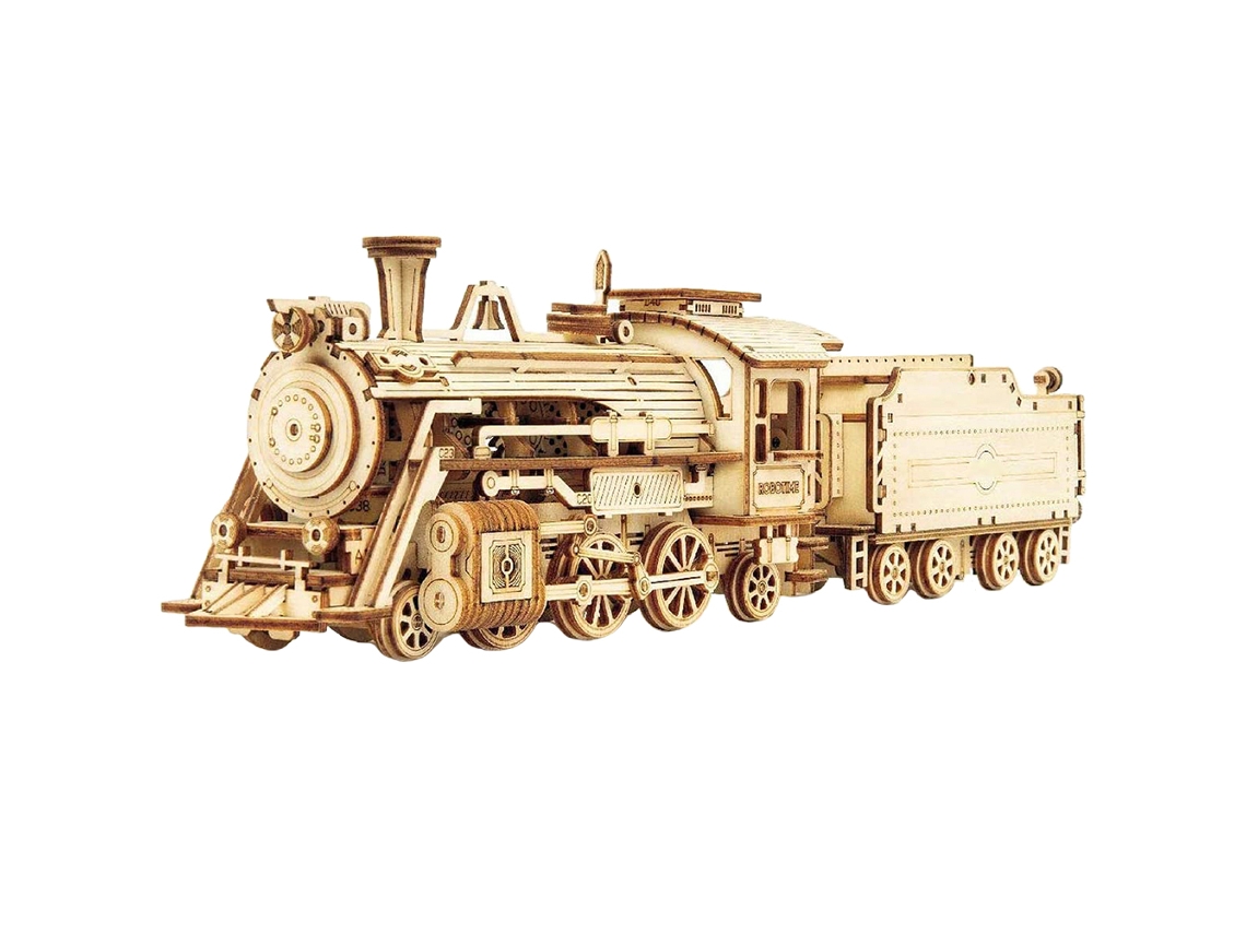 Kit De Montagem De Trem Mecânico De Madeira 3d Puzzle Educativo Brinquedo Sem Cola