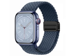Pulseira Elástica Trançada Em Nylon Magnético Compatível Com Apple Watch S10 Rainbow, Azul Meia Noite, 44 45 46 49mm