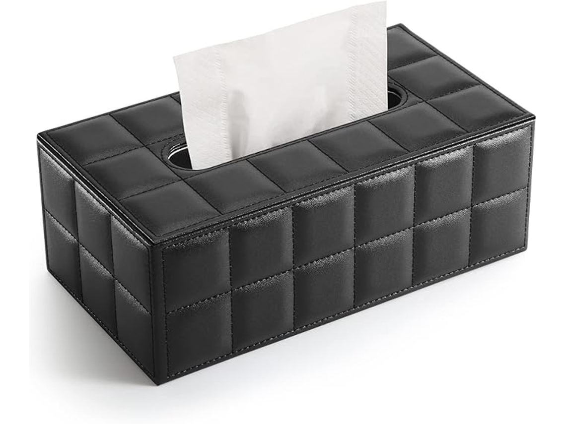 Caixa de Lenços Cosméticos de Couro Preto ZYBLSSBB
