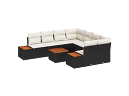 Conjunto 9 Conjunto De Sofá De Jardim Vidaxl Preto Vime Pe (55 X 55 X 37 Cm)