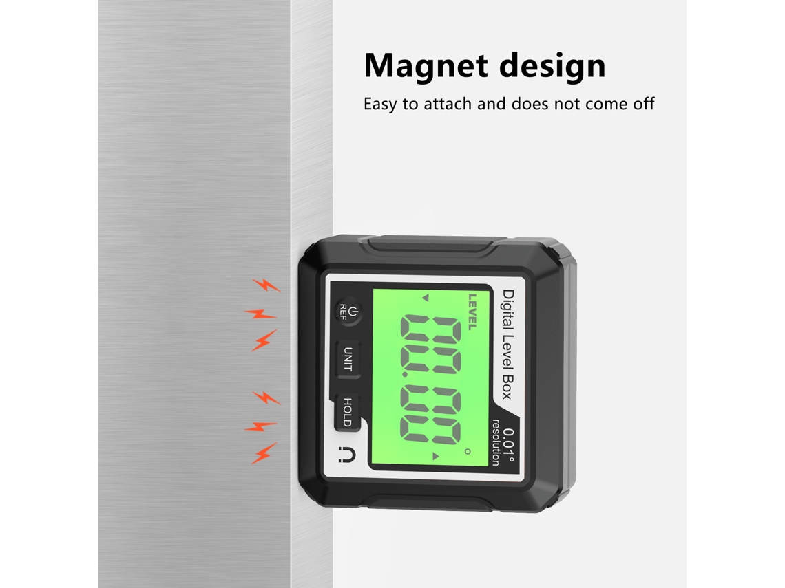 Inclinômetro Digital Magnético 3 Em 1 Nível E Buscador De Ângulos 4x90° Lcd