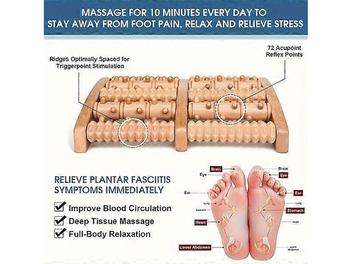 Massageador De Pés Madeira, Sem Odor, Necessidade Pilhas, Com Design Dupla Engrenagem Para Relaxamento D Os Pés.