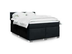 Vidaxl Cama Com Molas/colchão 140x200 Cm Tecido Preto