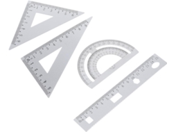 Conjunto de régua metálica Orfofe com 4 peças, incluindo placa triangular e decalque, com elo portátil de alumínio e