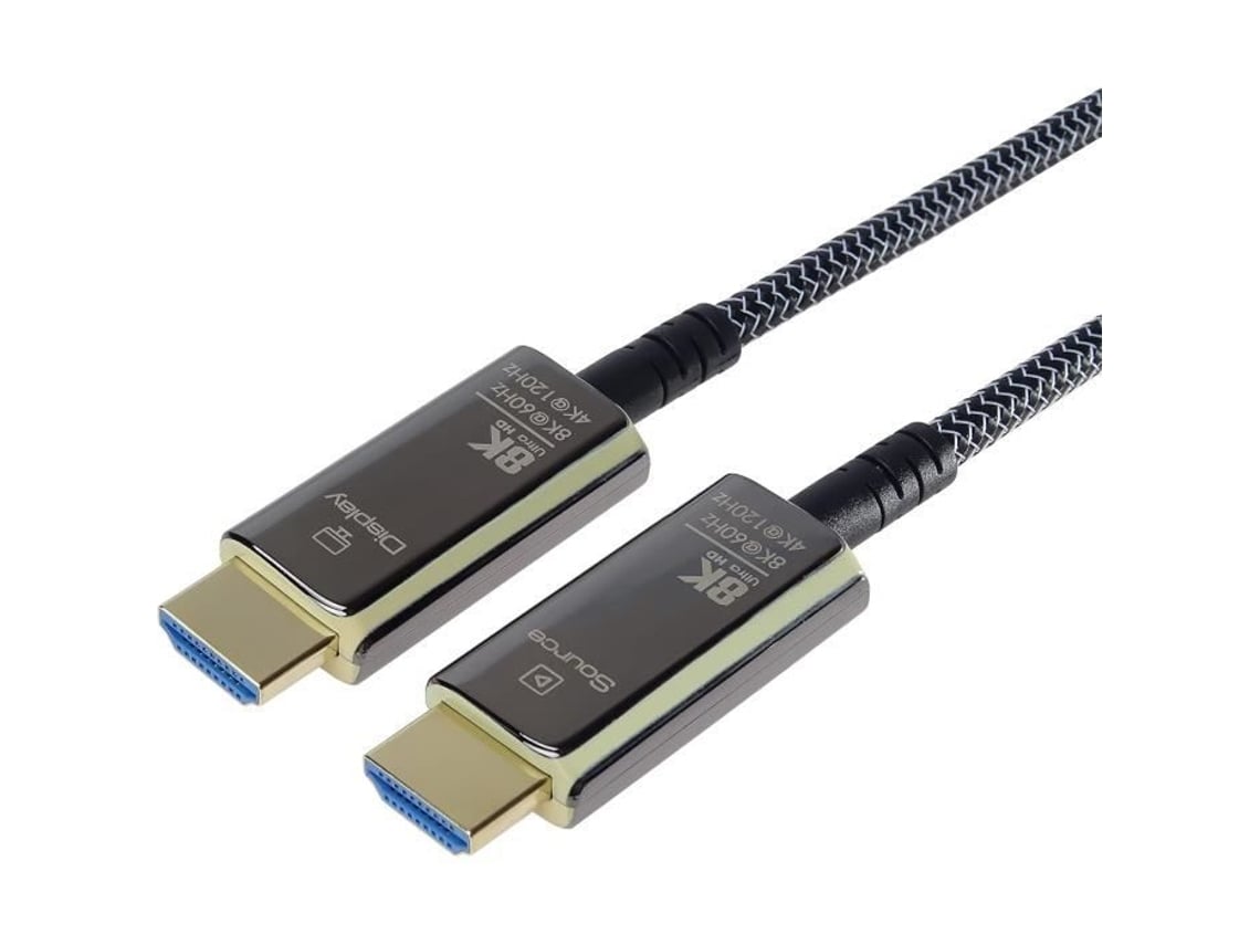 Cabo Premiumcord 8k Ultra High Speed Hdmi 2.1 De Fibra Óptica Ativamente Visual, 48 Gbits, Preto E Ouro Premium Cord