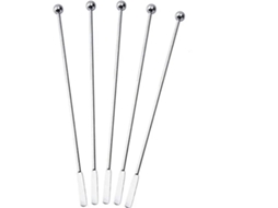 5 Espetos Inox Prata 19cm P/ Café Chá Coquetel Drinks Longos ZYBLSSBB