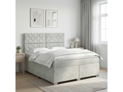 Vidaxl Cama Box Spring Com Colchão Cinzento-claro 140 X 200 Cm Veludo