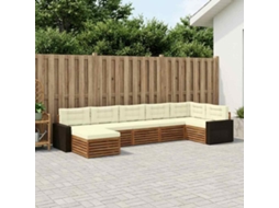 Vidaxl Conjunto De Sofás Para Exterior 7 Unid. Natural E Creme