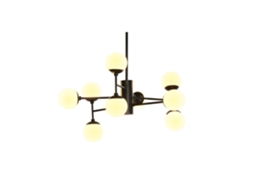 Luminária de Teto com Cristal, Metal e 9 Bolas Pretas, 80x80x60cm ALEXANDRA HOUSE LIVING
