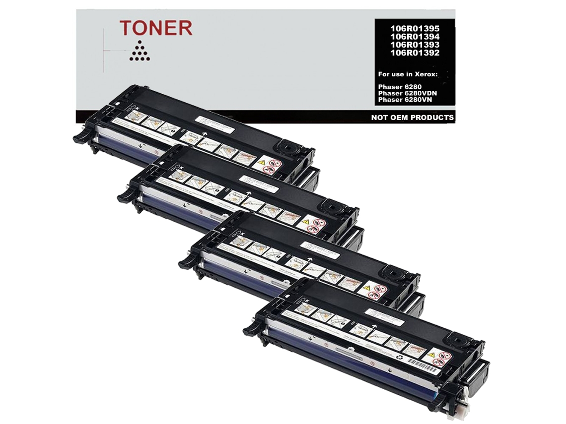 Pack 4 Cartuchos de Toner Compatible Con Xerox Phaser 6280 GENÉRICO 106R01395 106R01394 106R01393 106R01392