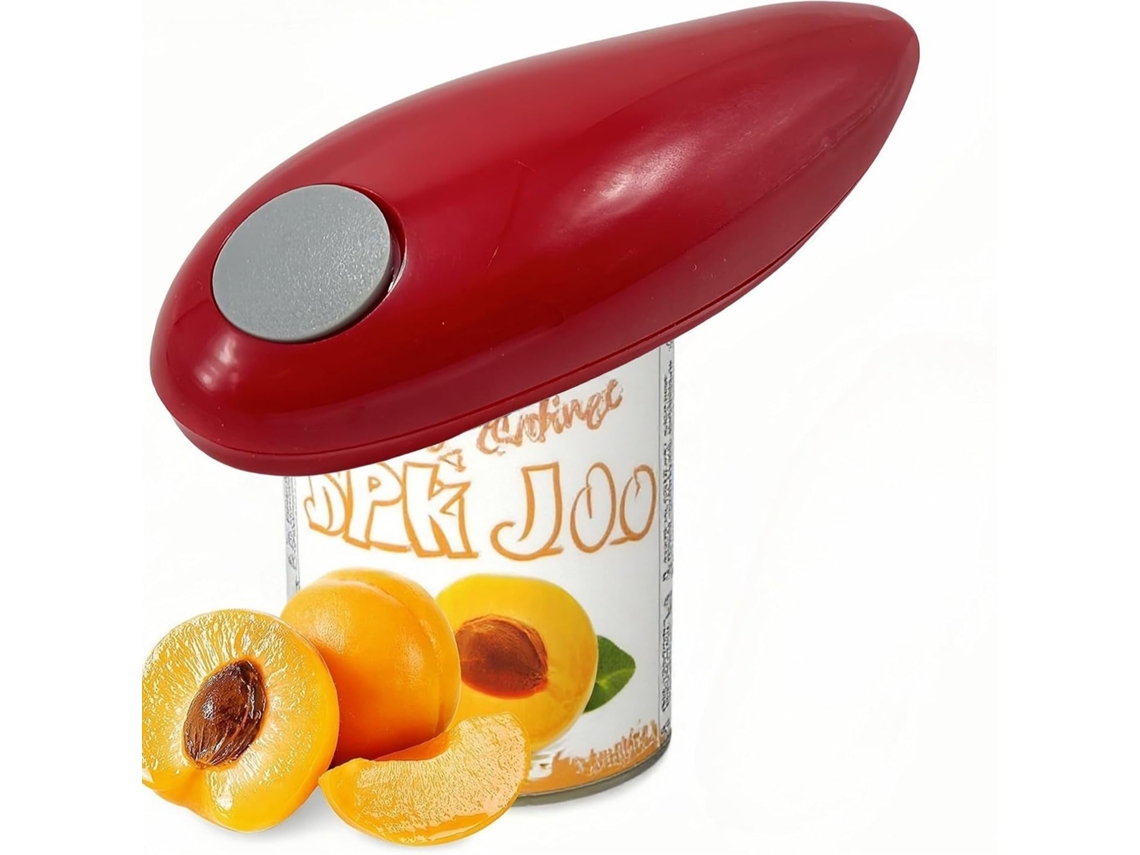 Abridor de latas automático com borda lisa e ímã, toque exclusivo para usuários, eletrodoméstico de cozinha sem esforço, vermelho Hexinyigjly