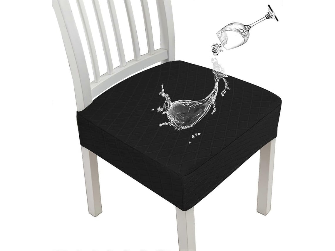Rebe fundas Impermeables para Asientos de Sillas de Comedor Con Red Diamante, Estiradas (negro, 2 Unidades)