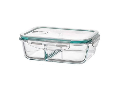 Lancheira Ovenza Transparente Silicone Vidro De Borosilicato Retangular 1040 Ml