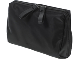 Necessaire Preta Feminina Para Maquiagem, Em Tecido Com Ziper, Pequena.