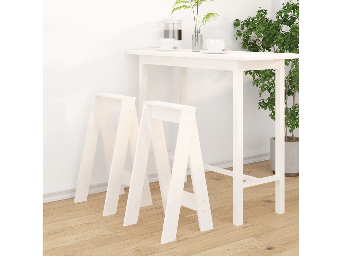 Vidaxl Bancos 2 Pcs 40x40x75 Cm Pinho Maciço Branco
