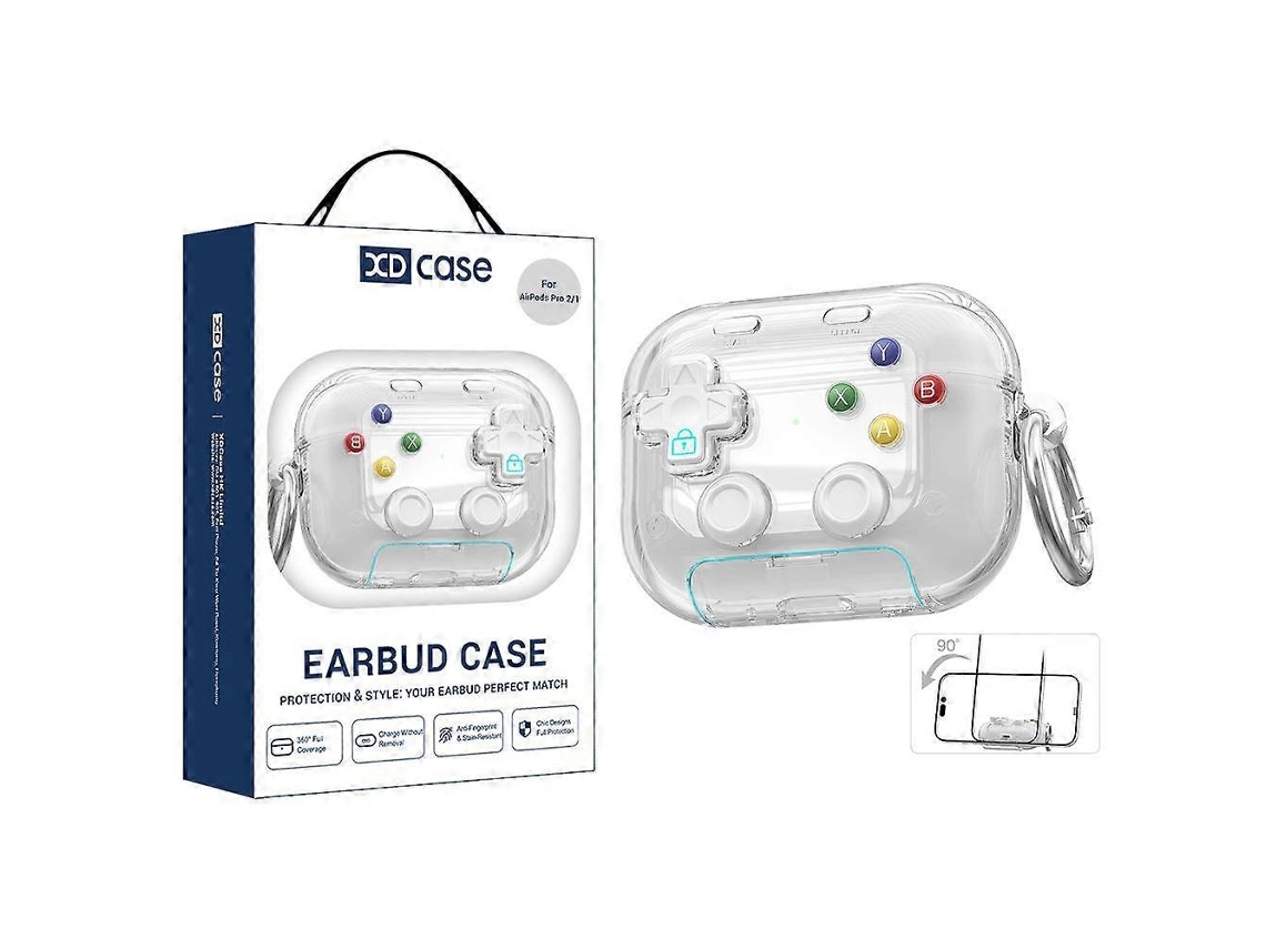 Camada transparente para fones de ouvido com design retrô de console de videogame, compatível com AirPods Pro 2/1, com suporte. GIECY