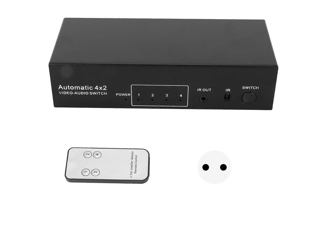 Seletor De Áudio Estéreo De 4 Vias Com 4 Entradas E 2 Saídas Rca Para Home Theater E Videoconferência, 100-240v, Plugue Europeu, Yemma.