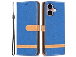 Capa Em Couro Pu Para Apple Iphone 16 - Safira
