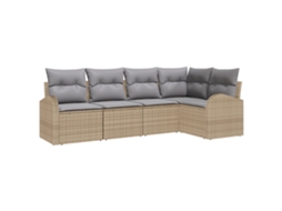 Conjunto 5 Móveis Para Exterior Vidaxl Bege Vime Pe (234 X 124 X 85 Cm)