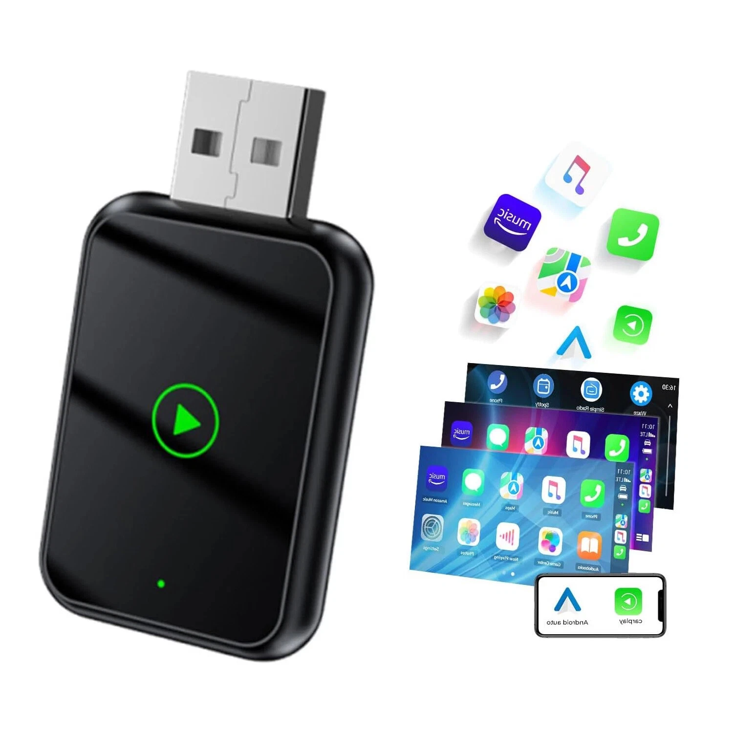 Adaptador Carplay Para Carplay E Android Auto, Converte Uma Conexão Carplay Com Fio Em Sem Fio. Chrui