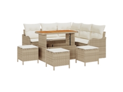 Conjunto 9 Conjunto De Jardim Vidaxl Bege Vime Pe (177.5 X 177.5 X 85 Cm)