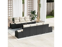 Vidaxl Conjunto De Sofá De Jardim 8 Unid. Preto Vime Pe