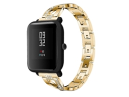 Pulseira De Aço Inoxidável Maciço Com Formato Em X E Cravejada De Diamantes Para Amazfit 20mm