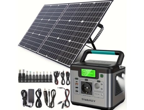 Gerador Solar Bazarland30.swarey S500 Pro, 220 V, 518 Wh, Estação de Energia com Painel Solar Dobrável de 100 W