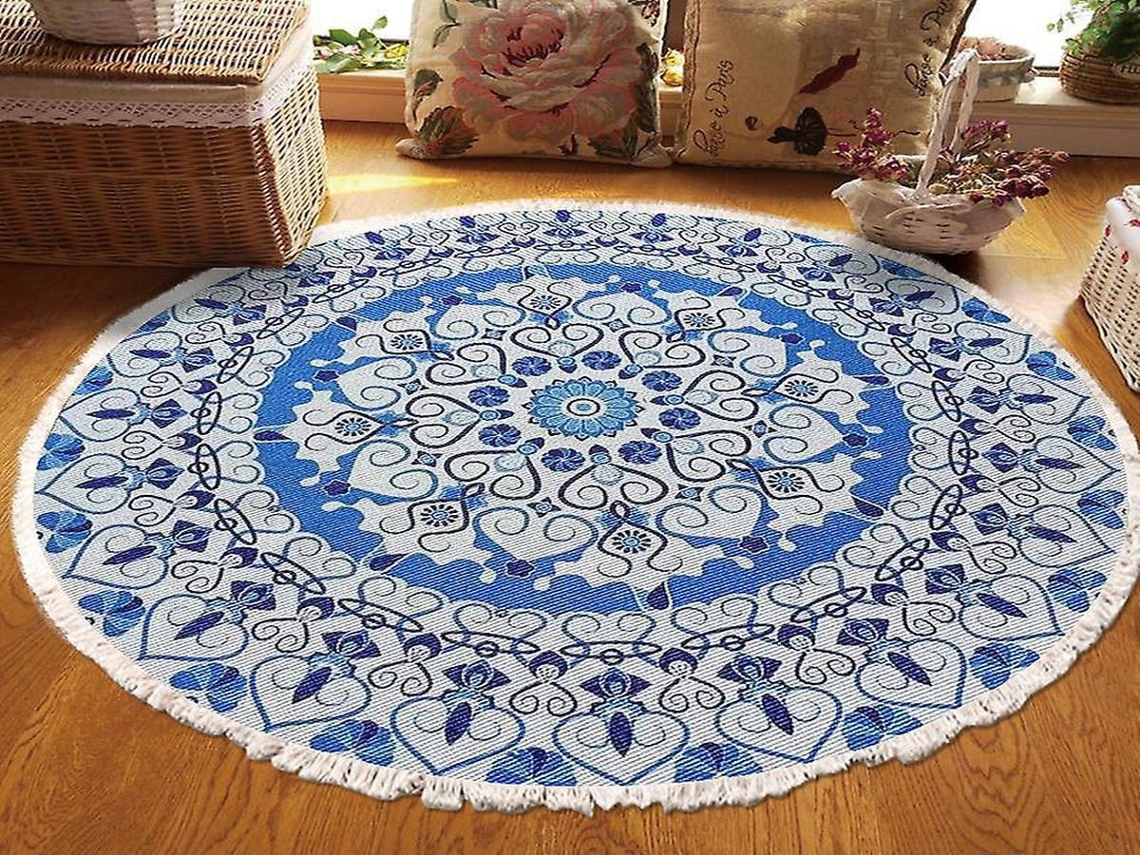Lurelia Tapete Mandala Canto Boémio Antiderrapante Lavável Macio 100 Cm R237