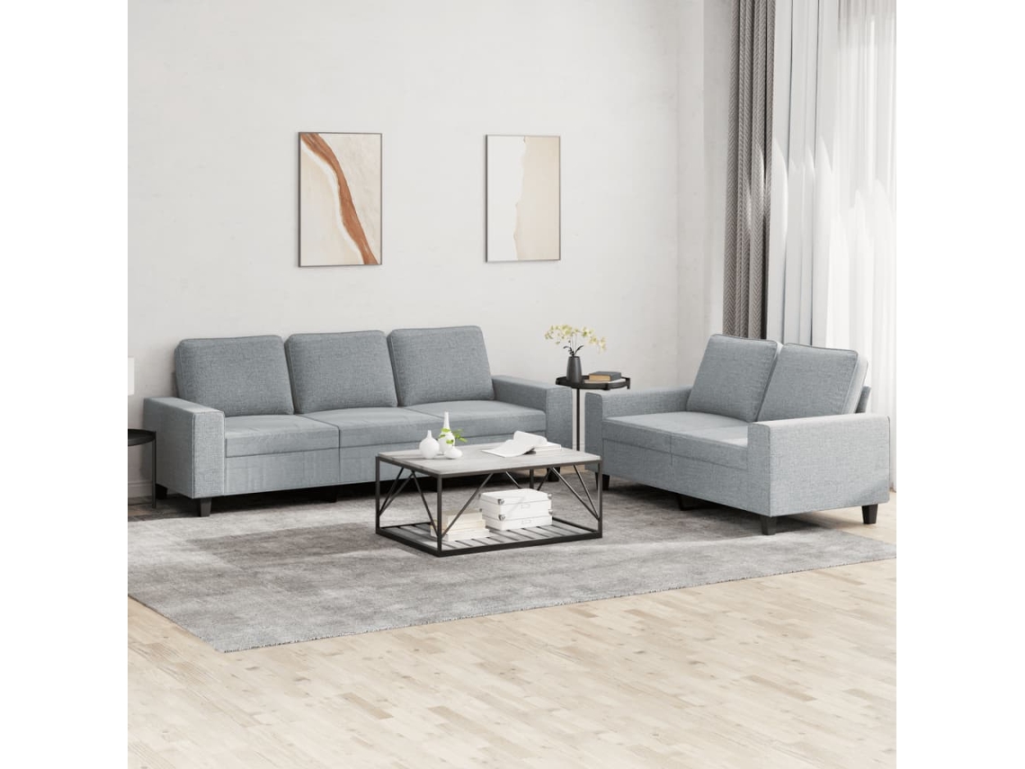 Vidaxl 2 Pcs Conjunto De Sofás Tecido Cinzento-claro