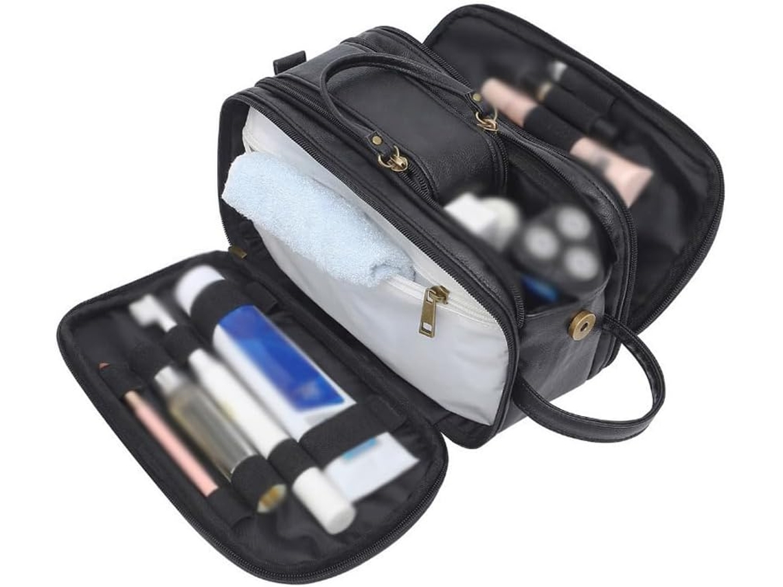 Nécessaire Masculina SFUSHOS, bolsa de viagem em couro PU com compartimento para acessórios