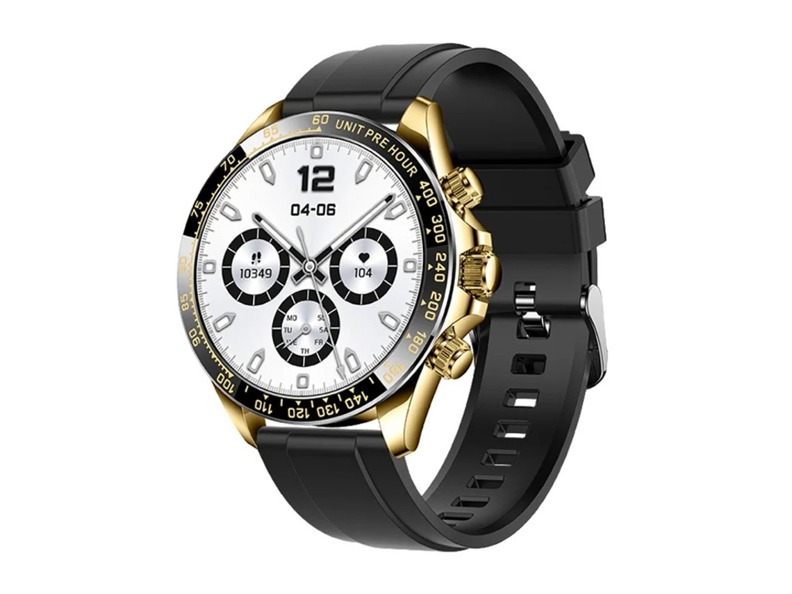 Smartwatch Com Chamada Bluetooth, Botão Giratório, Monitor de Frequência Cardiáca e Pressão Arterial, Preto, Yizhood