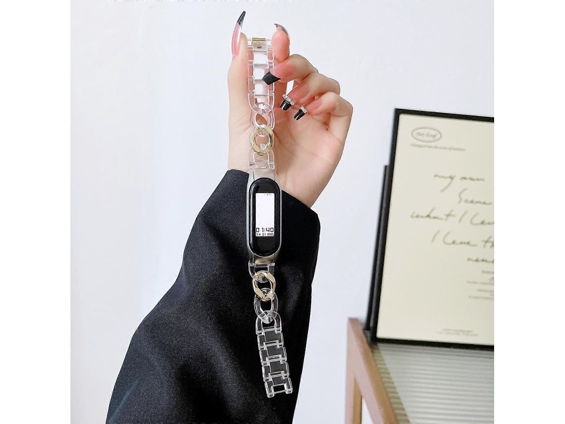 Pulseira De Resina Com Estrutura Metálica Para Xiaomi Mi Band 3/4