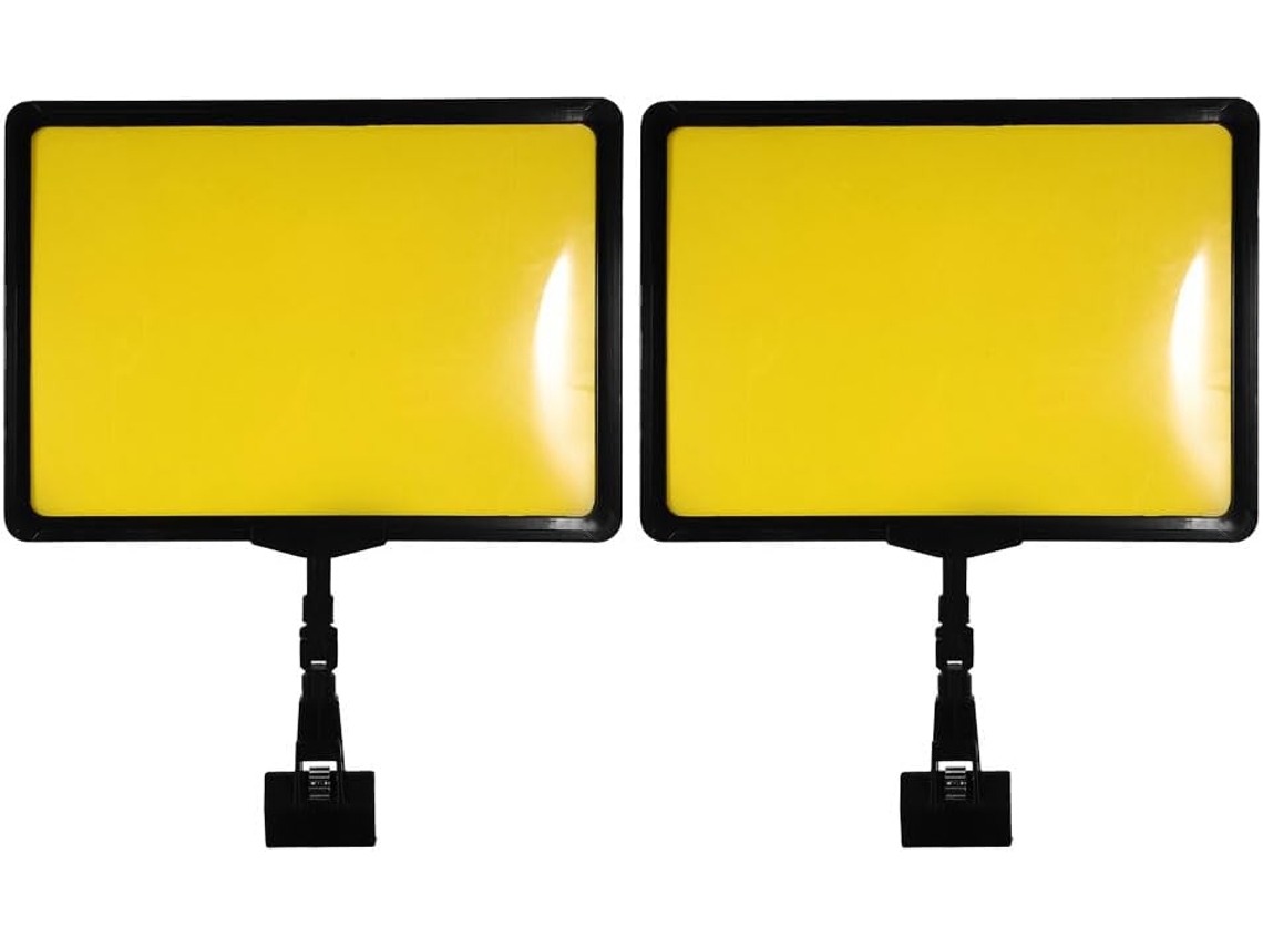 Suporte para pratos de supermercado com clipe giratório e sistema de pressão seguro, material ABS amarelo, reutilizável, adequado