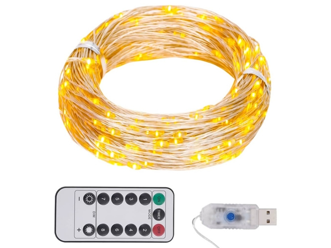Cordão De Luzes Led, 300 Díodos, 30 M, Branco Quente, Para Decoração De Casa, Festas, Jardim E Eventos