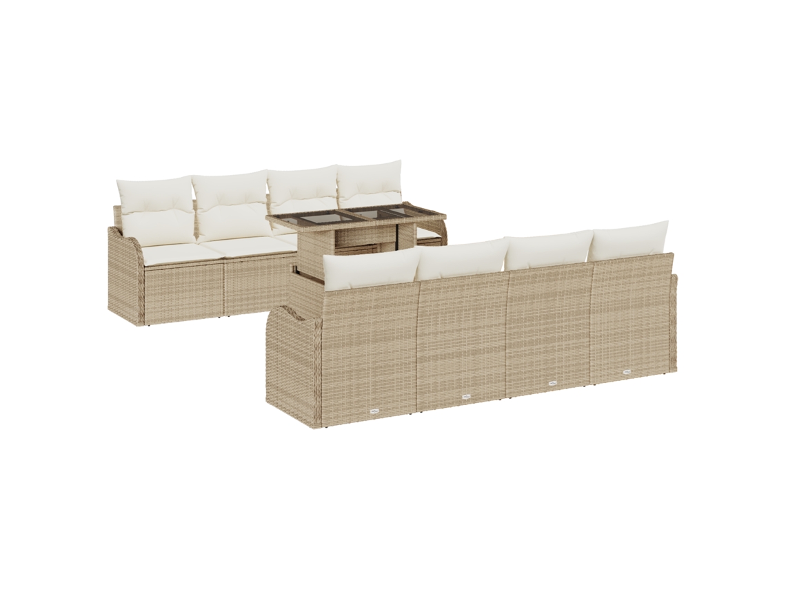 Conjunto 7 Móveis Para Exterior Vidaxl Bege Vime Pe (100 X 55 X 73 Cm)