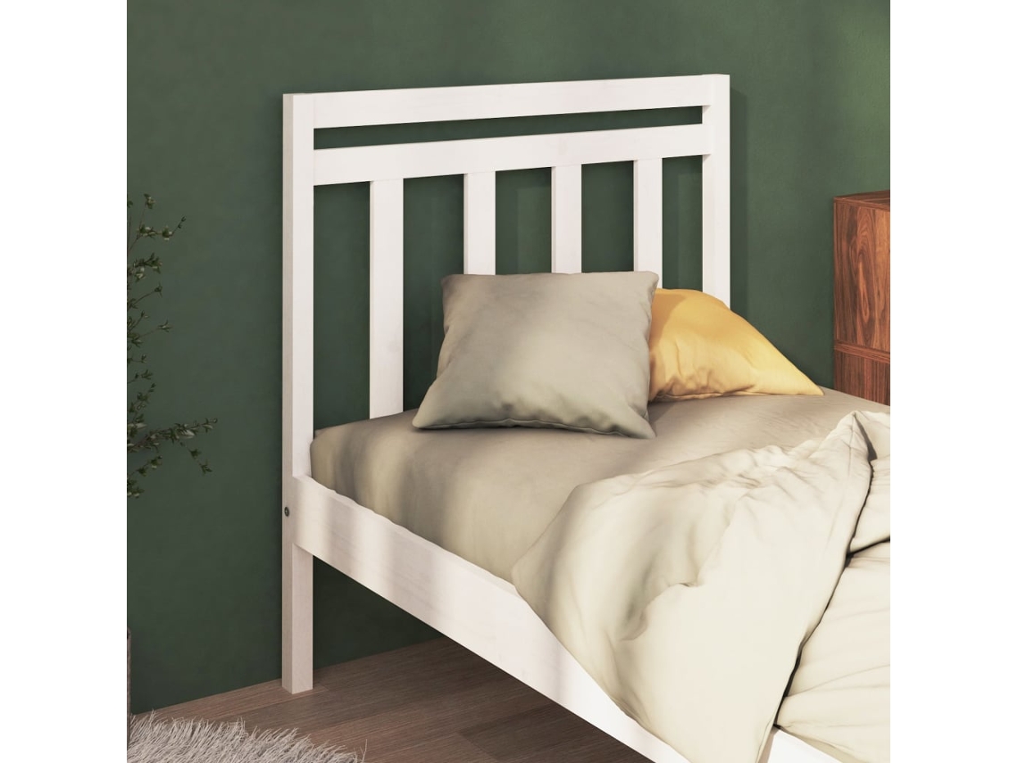 Vidaxl Cabeceira De Cama 95x4x100 Cm Pinho Maciço Branco