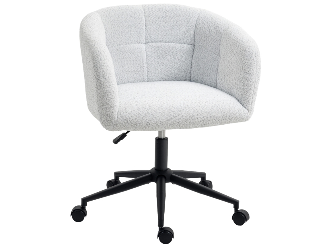Cadeira Acxtavel Com Pelúcia, Design Concha, Base Aço – Creme E Preto