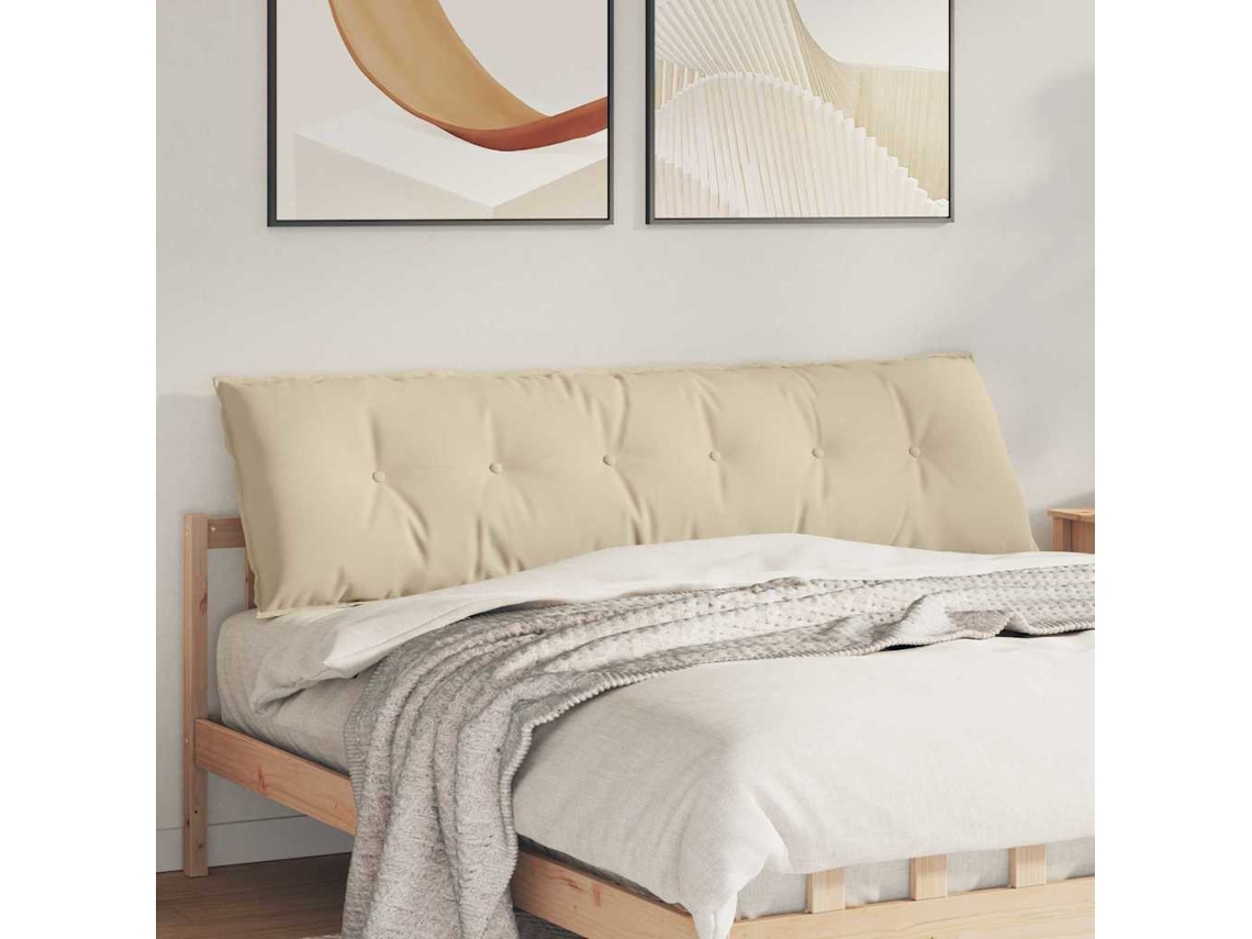 Vidaxl Travesseiro Para Costas Creme 180 X 50 Cm Tecido De Microfibra